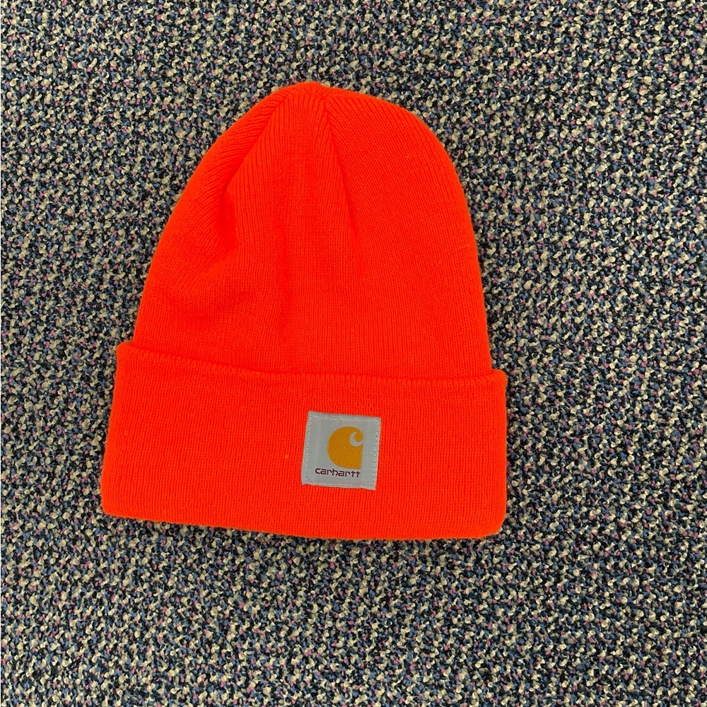 Fluorescent orange Carhartt beanie